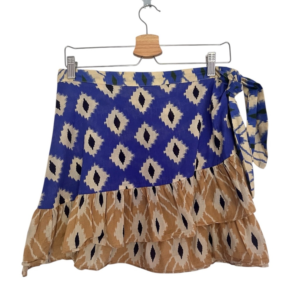 Zara Asymmetrical Blue and Tan Skirt